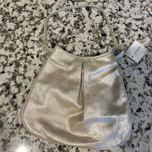 J Crew genuine textured leather evening bag with shimmer finish